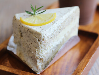 Earl Grey Lemon Cake with slice of lemon