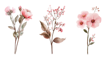Pink Watercolor Floral Arrangements With Wildflowers Generative AI