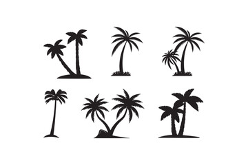 Fototapeta premium Collection of Coconut tree silhouette icon template.