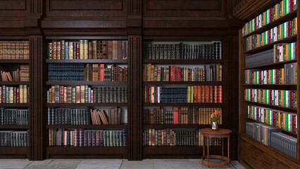 オンラインミーティング用背景 テレビ会議背景用 ZOOM会議背景用 CG 部屋 ラウンジ 本棚 書斎 video conferencing for using in video conference and as a zoom background.