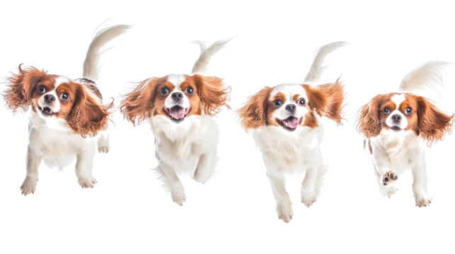 Playful Dogs Jumping Joyfully With Tails Wagging in Bright Setting Generative AI