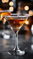 Elegant sidecar cocktail with orange twist for food photography projects