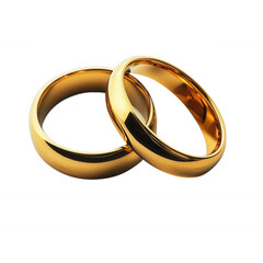 Two elegant gold wedding rings, symbolizing love, commitment, and unity, perfect for representing marriage and engagement celebrations.