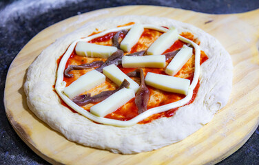 Classic rustic artisanal pizza with long-maturing dough