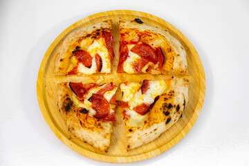 Classic rustic artisanal pizza with long-maturing dough