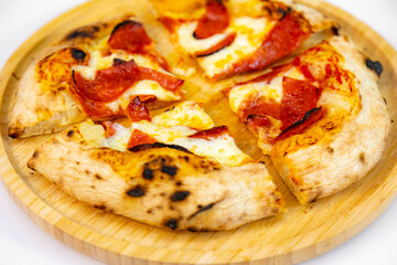 Classic rustic artisanal pizza with long-maturing dough