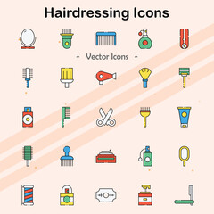 Icons representing hairdressing and hairstyling equipment.