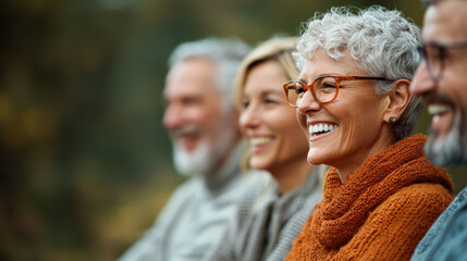 Obraz premium Smiling friends enjoying time together outdoors, sharing laughter and joy