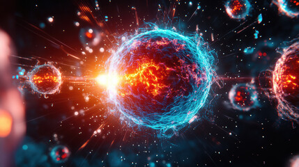 Dynamic scene of advanced nanobots in action, showcasing vibrant energy