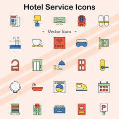 Icons representing various services offered by hotels.