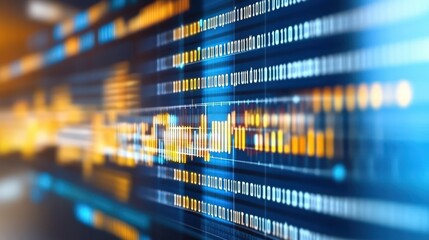 Abstract digital data stream with glowing lines and numbers.