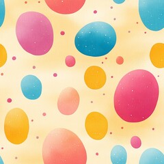 A seamless pattern featuring colorful dotted eggs, ideal for festive designs, children&rsquo;s products, and Easter-themed decor.