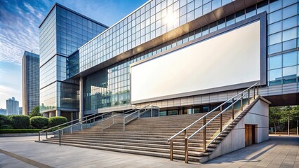 Fototapeta premium Large building with staircase and billboard