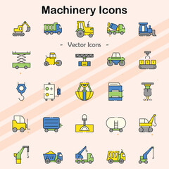 Icons representing various types of machinery and equipment.