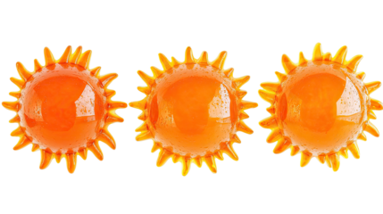 Collection of Bright Round Suns on a Clean White Background Generative AI