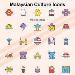 Icons representing Malaysian culture and traditions.