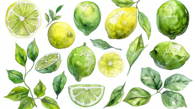 Lime on a transparent background , citron, watercolor