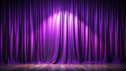 Large purple curtain with spot light and fading into dark