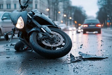 Road accident or motorcycle crash. Selective focus background and copy space