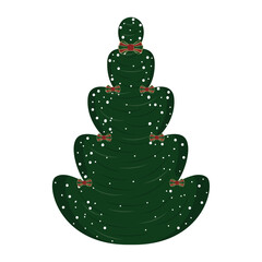 Layered Christmas tree with snowflakes and decorative bows, Vector