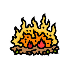 burning leaves wildfire disaster color icon vector. burning leaves wildfire disaster sign. isolated symbol illustration