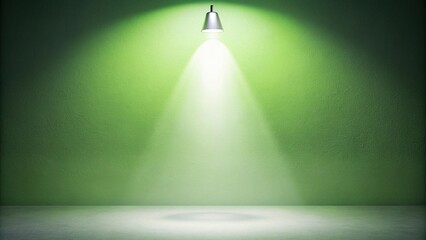 Obraz premium Light green white illuminated spots on white grainy color gradient background noise texture effect copy space, High Angle