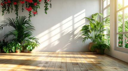 Morning light and indoor garden in a empty room