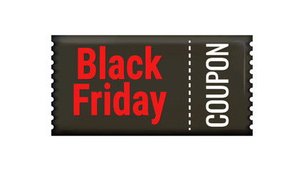Black Friday Discount Coupons voucher in 3d. For online store design promotion marketing. Isolated element. Vector illustration.