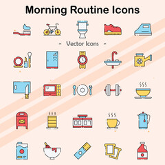 Icons representing morning routines and daily habits.