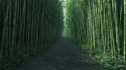 A path through a bamboo forest