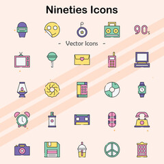 Icons representing themes and styles from the 1990s.