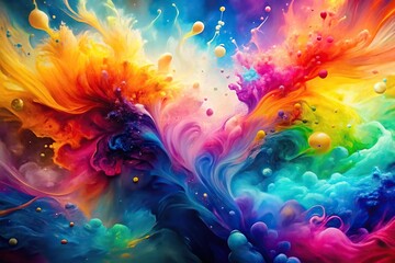 Fototapeta premium Liquid bright abstract pattern with watercolor style and spray Reflected