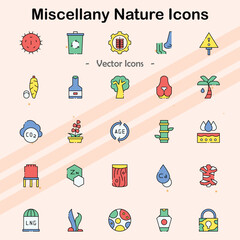 Icons representing various aspects of nature and environment.