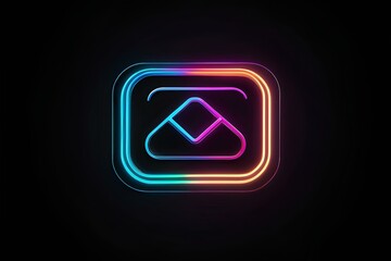 Fototapeta premium neon image icon with glowing vibrant details for a modern look 