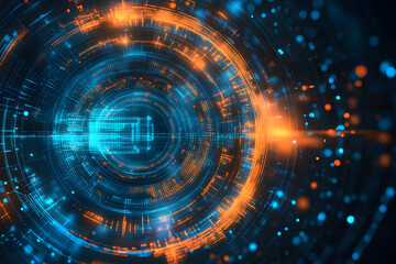 Abstract Digital Technology Background with Glowing Circles and Lines