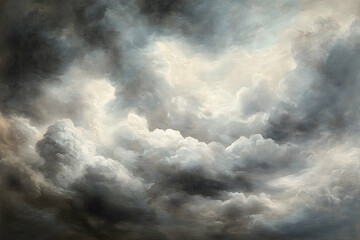 Dramatic Cloudscape Oil Painting - Abstract Background