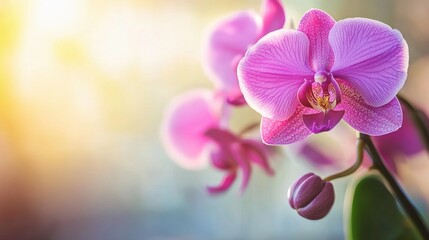 Beautiful Pink Orchid Blossom in Soft Light
