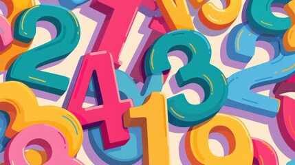The colored numbers are arranged in shapes on a colored background. Each number is large enough to be easily seen when printed and used for children's games or educational activities