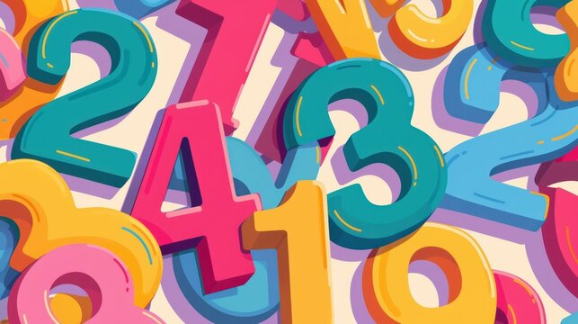 The colored numbers are arranged in shapes on a colored background. Each number is large enough to be easily seen when printed and used for children's games or educational activities