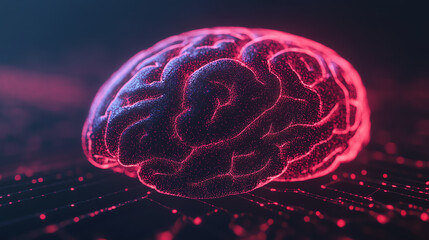 A glowing representation of a human brain with intricate neural patterns, showcasing vibrant colors against a dark background, ideal for concepts of intelligence and cognition.