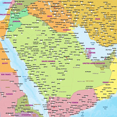 Obraz premium Simple political map of Saudi Arabia