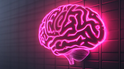 A visually striking neon brain design, representing creativity and intelligence, displayed against a subtle textured background.