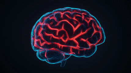 A vivid illustration of a human brain, showcasing colorful neural pathways and connections. The brain appears against a dark background, emphasizing its intricate structure.