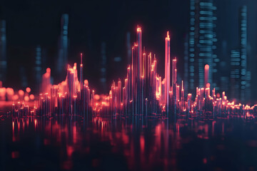 Abstract 3D Cityscape with Glowing Towers