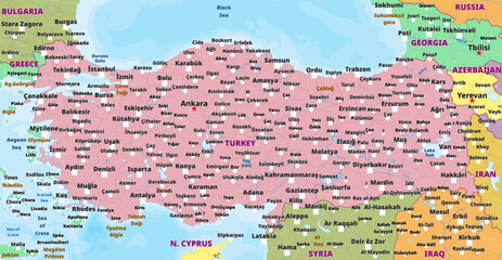 Fototapeta premium Simple political map of Turkey