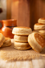 Gorditas de Nata. Cream Gorditas, Mexican street snack, is an easy recipe made with wheat flour, cream, sugar and cinnamon, sweet bread similar in shape to an English muffin, eaten as a dessert.