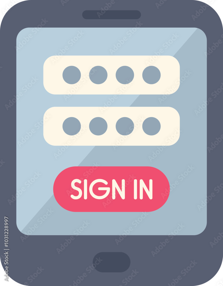Poster smartphone displaying a login form requiring a username and password for accessing a website or app