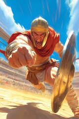 Obraz premium Charge of the warrior,generated ai