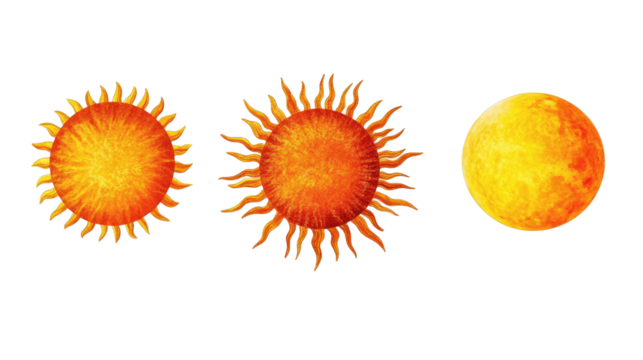 Colorful Sun Designs on White Background Generative AI