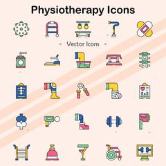 Icons representing physiotherapy and rehabilitation services.